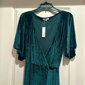 Baltic Born Green Velvet Midi Dress
